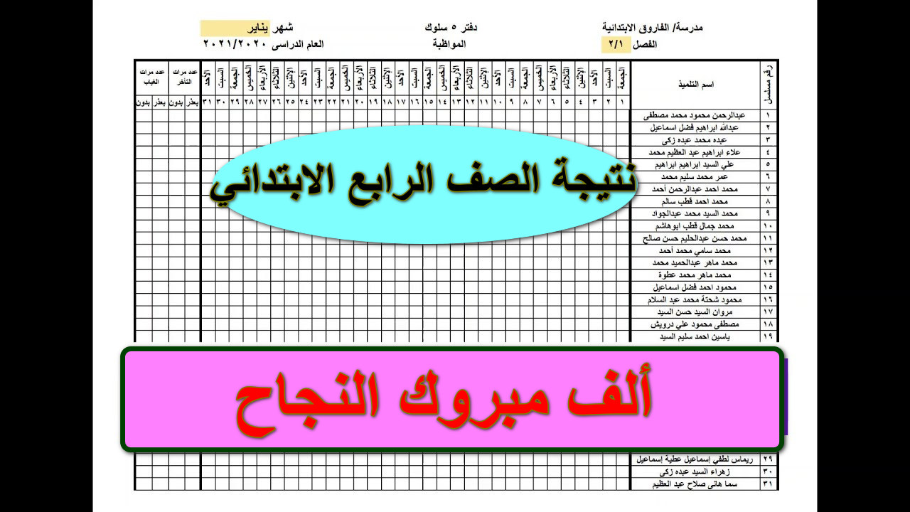 هنا.. رابط استعلام نتيجة الصف الرابع الابتدائي برقم الجلوس والاسم فقط عبر موقع وزارة التربية والتعليم